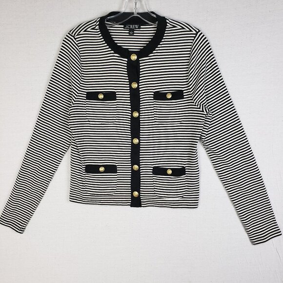 NWOT J.Crew Vintage Rib Knit Lady Jacket in Stripe sz L Nautical Preppy Classic - Picture 3 of 16